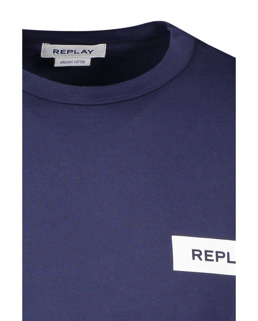 Replay t-shirt donkerblauw ronde hals katoen