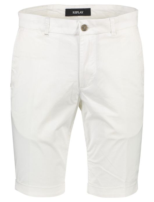 Replay bermuda wit effen katoen