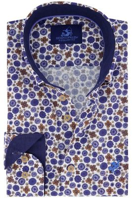 Eden Valley Eden Valley casual Regular Fit overhemd wijde fit blauw met print katoen