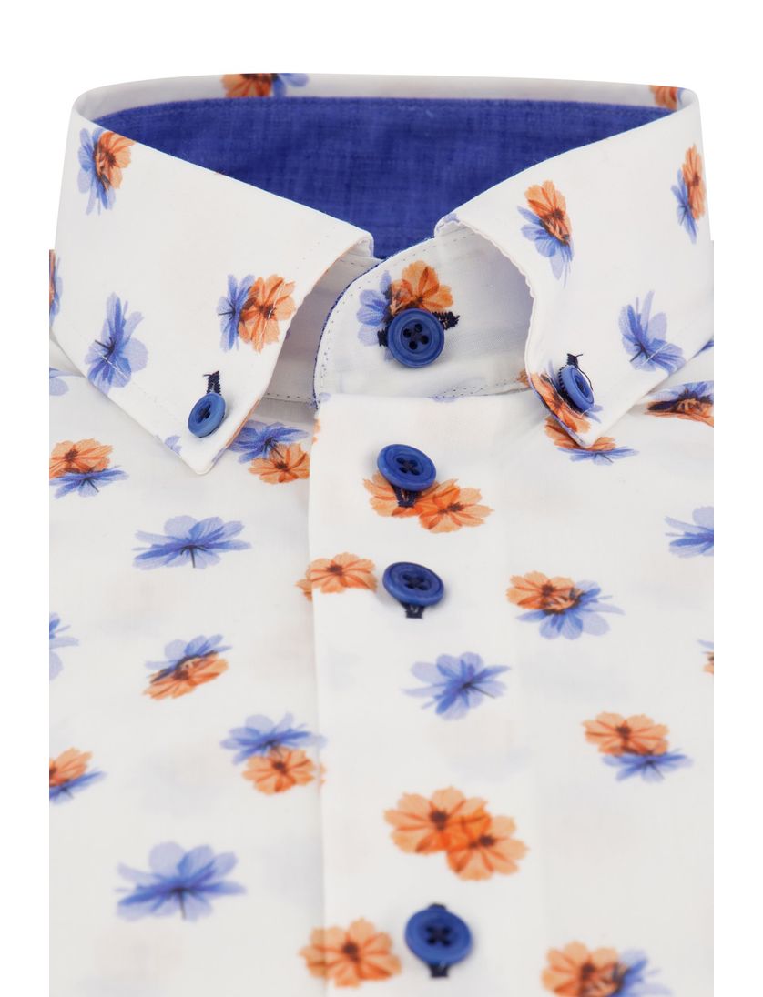 Eden Valley casual overhemd normale fit wit geprint katoen bloemen