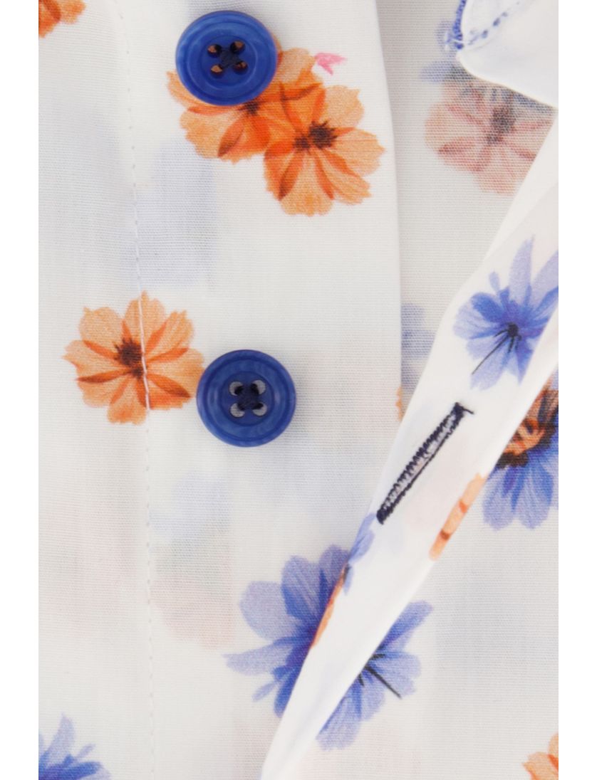 Eden Valley casual overhemd normale fit wit geprint katoen bloemen