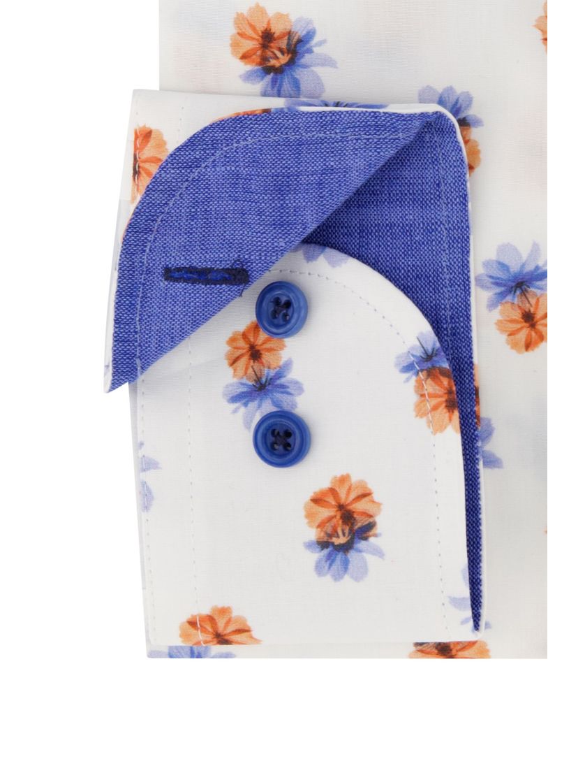 Eden Valley casual overhemd normale fit wit geprint katoen bloemen