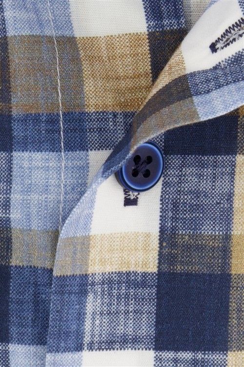 Eden Valley casual overhemd wijde fit blauw wit geruit