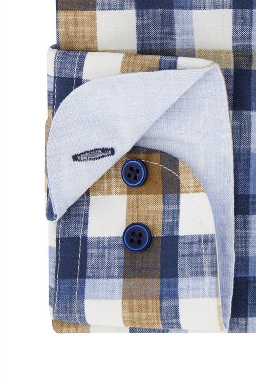 Eden Valley casual overhemd wijde fit blauw wit geruit