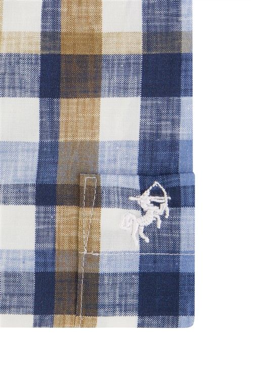 Eden Valley casual overhemd wijde fit blauw wit geruit