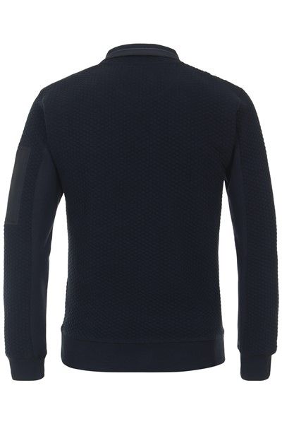 Casa Moda trui donkerblauw half zip met logo