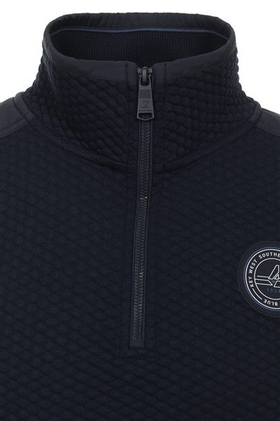 Casa Moda trui donkerblauw half zip met logo