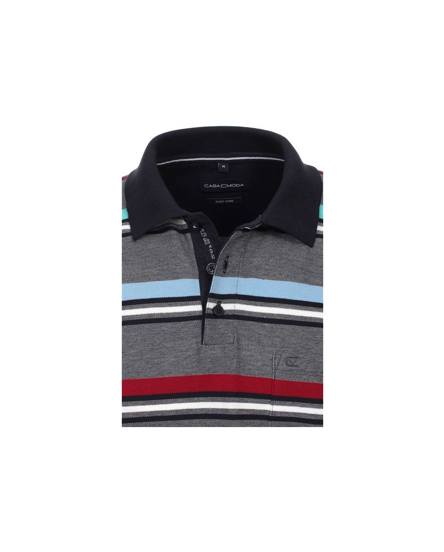 Polo Casa Moda normale fit grijs gestreept katoen