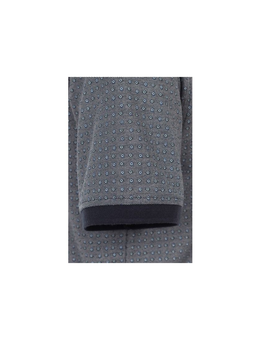 Polo Casa Moda grijs geprint katoen normale fit