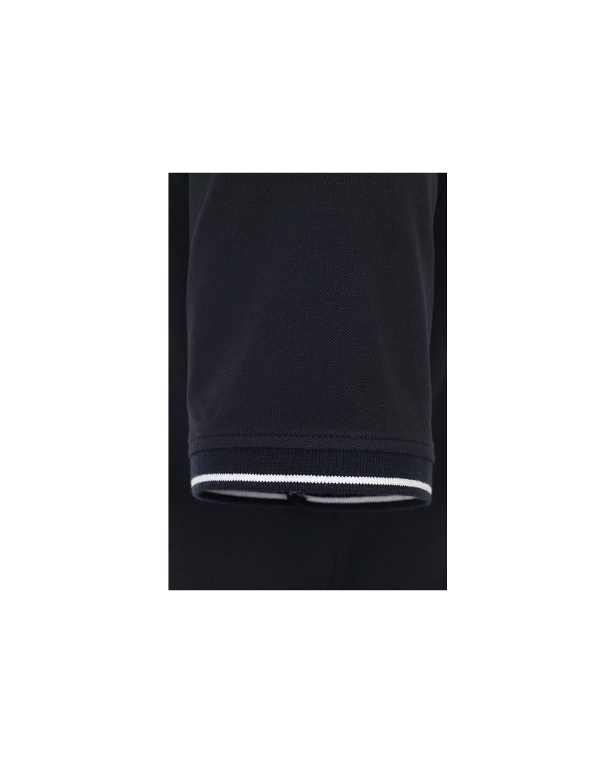 Donkerblauwe Casa Moda polo normale fit geprint katoen