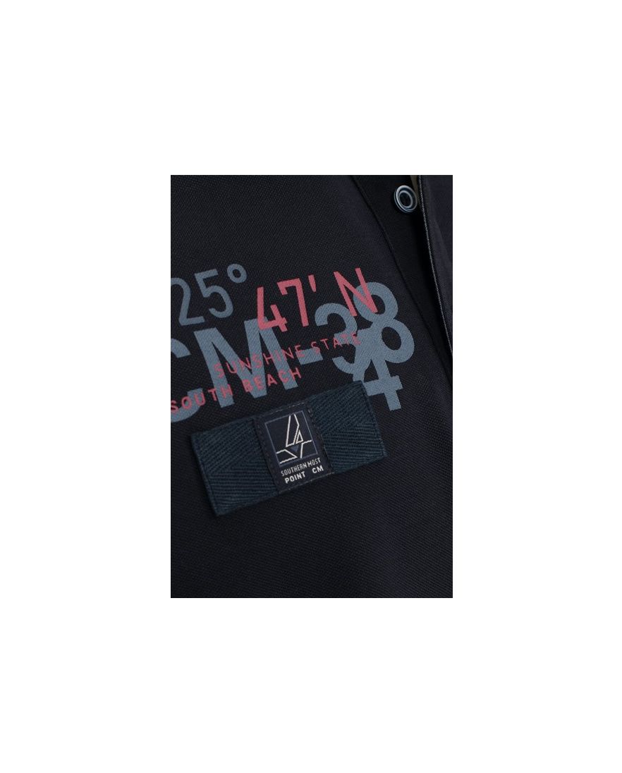 Donkerblauwe Casa Moda polo normale fit geprint katoen