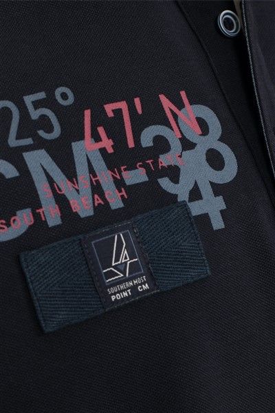 Donkerblauwe Casa Moda polo normale fit geprint katoen