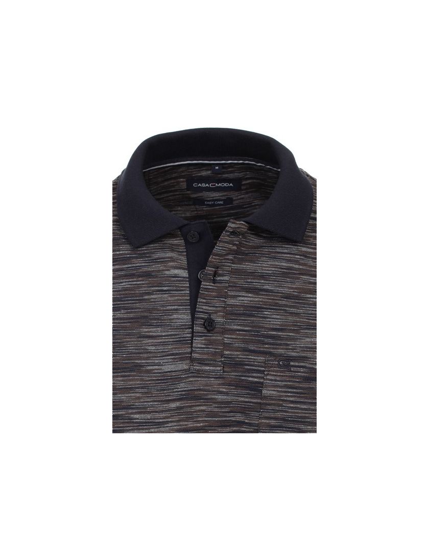 Polo Casa Moda bruin geprint normale fit