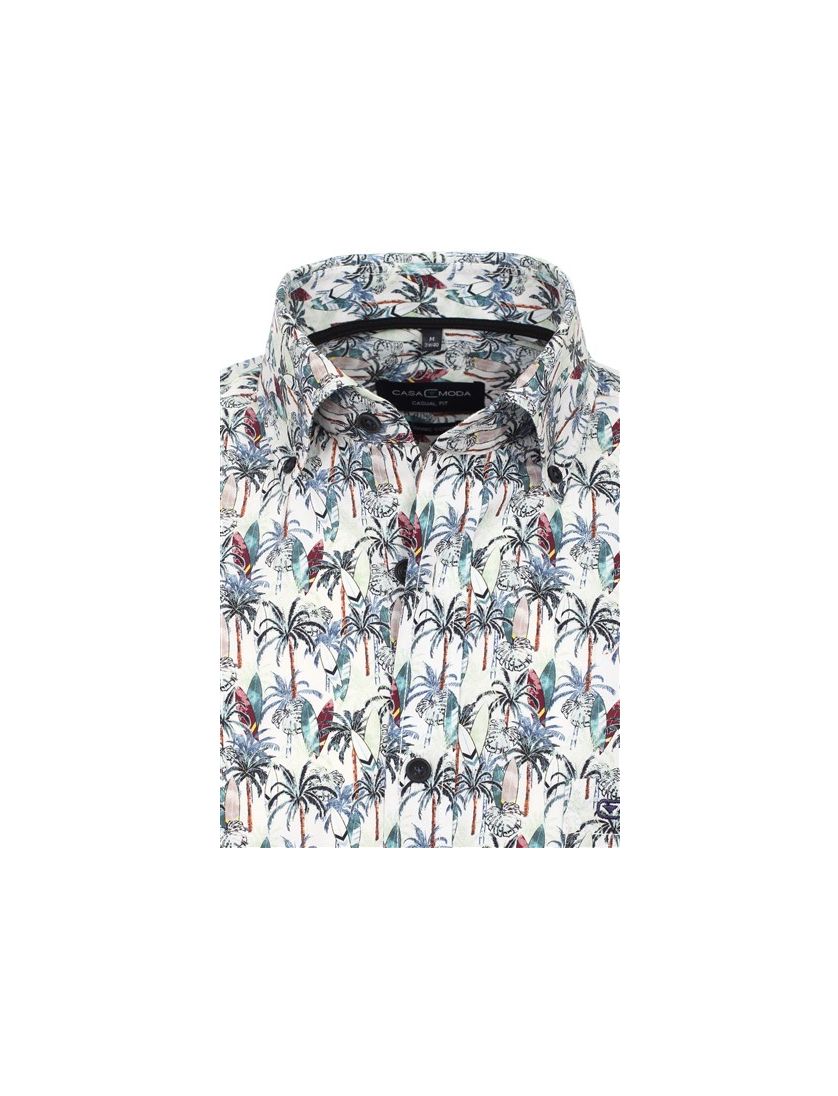 Casa Moda overhemd korte mouw wit geprint katoen normale fit