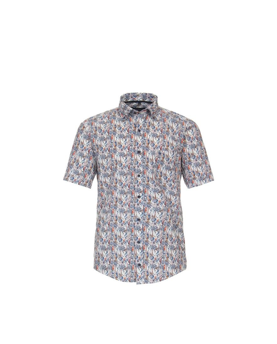 Casa Moda overhemd korte mouw bomen print katoen