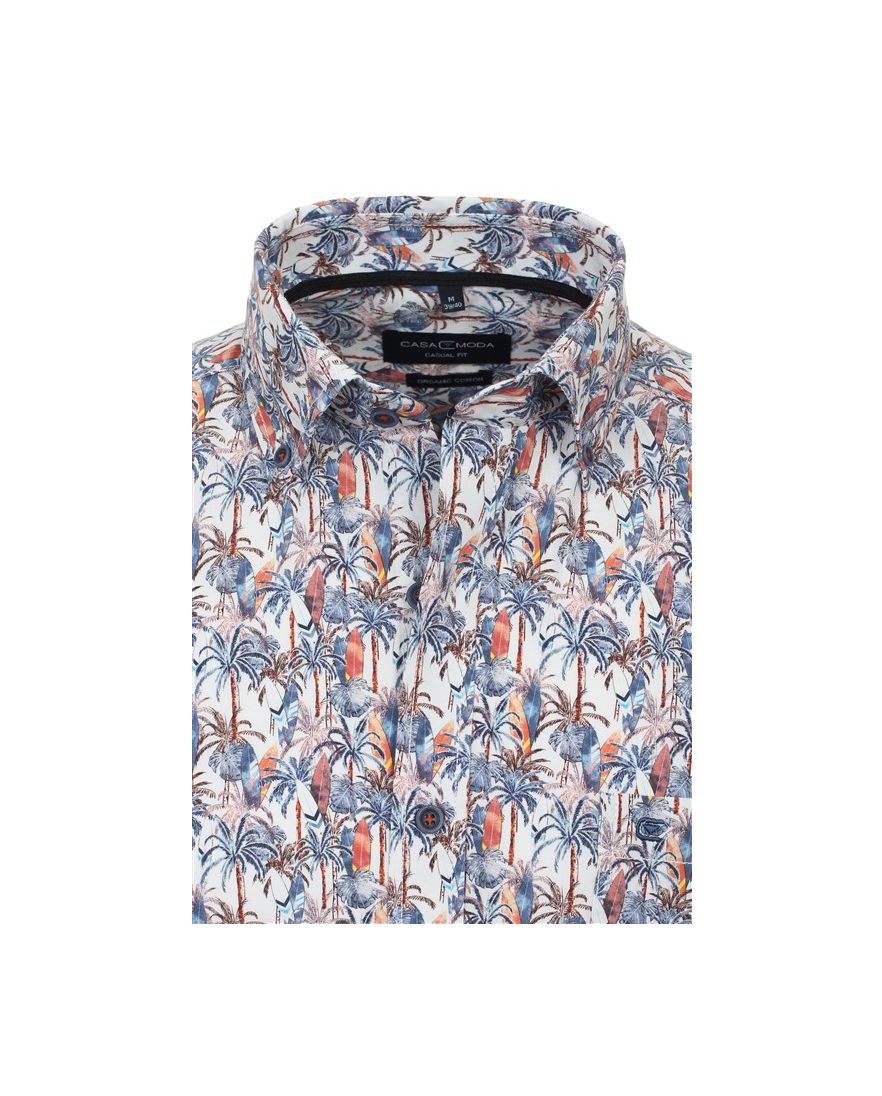 Casa Moda overhemd korte mouw bomen print katoen