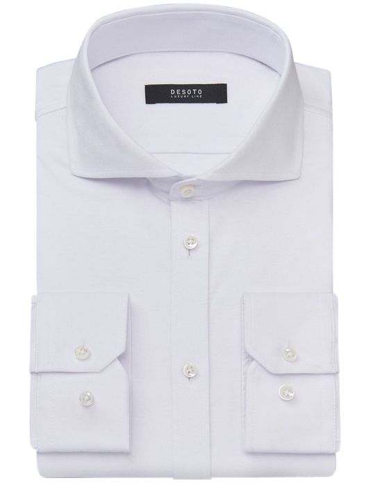 business overhemd Desoto wit effen katoen slim fit