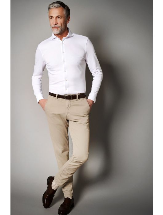 business overhemd Desoto wit effen katoen slim fit