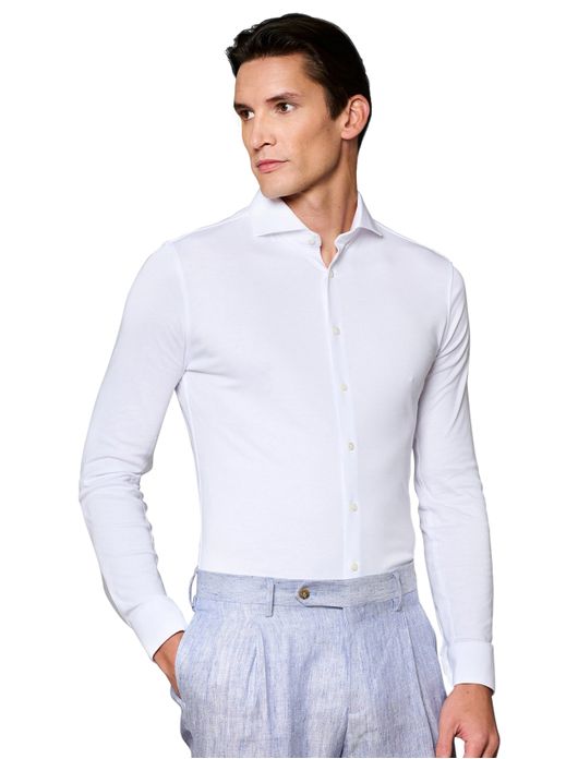 business overhemd Desoto wit effen katoen slim fit