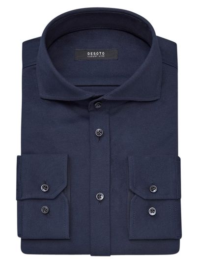 Desoto Desoto business overhemd navy effen katoen slim fit
