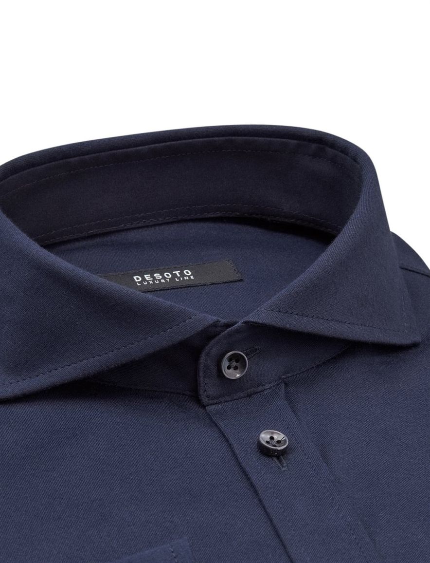 business overhemd Desoto donkerblauw effen katoen slim fit