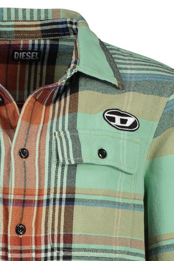 casual overhemd Diesel groen geruit katoen overshirt knopen