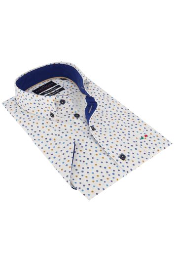Portofino overhemd stipmotief met korte mouwen Regular Fit
