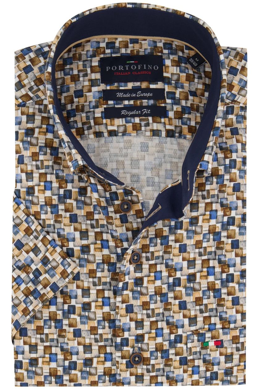 Portofino overhemd Regular Fit bruin print