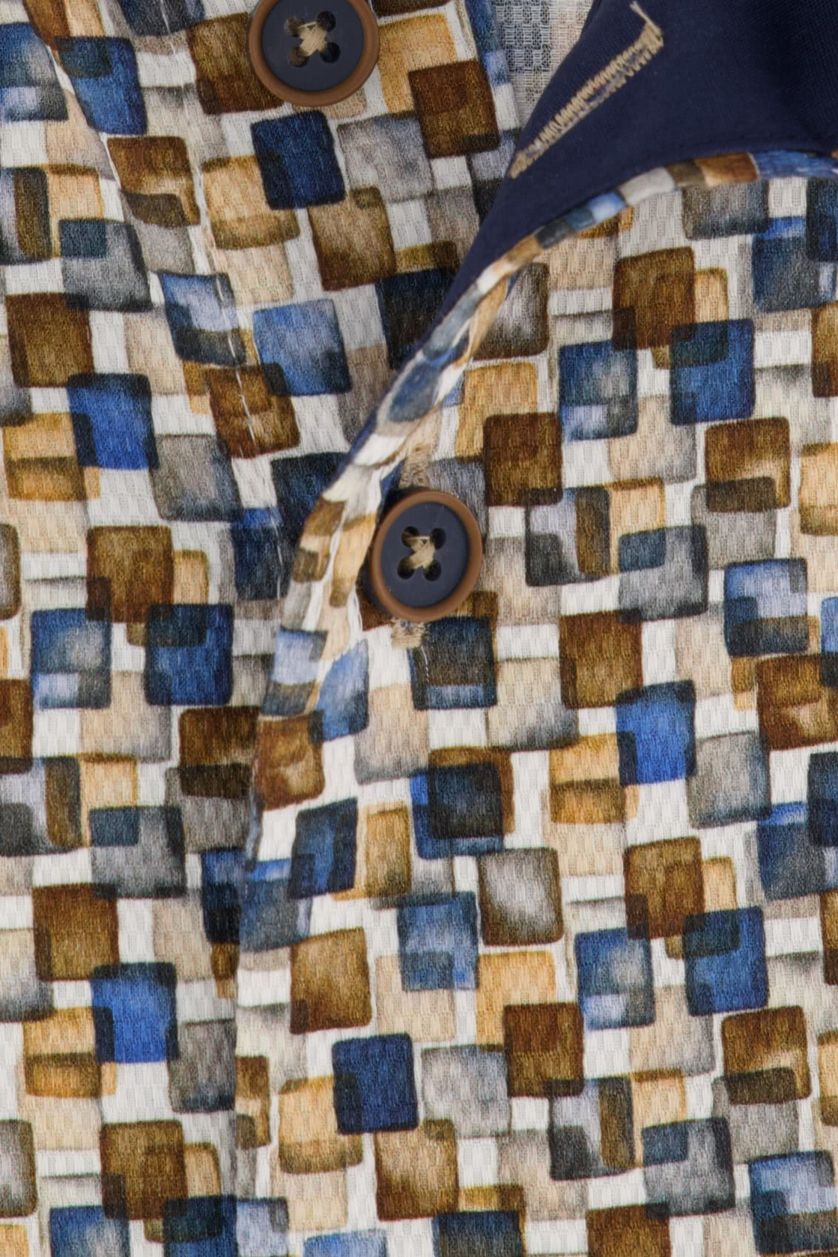 Portofino overhemd Regular Fit bruin print