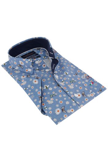 Portofino overhemd bloemmotief Regular Fit korte mouwen
