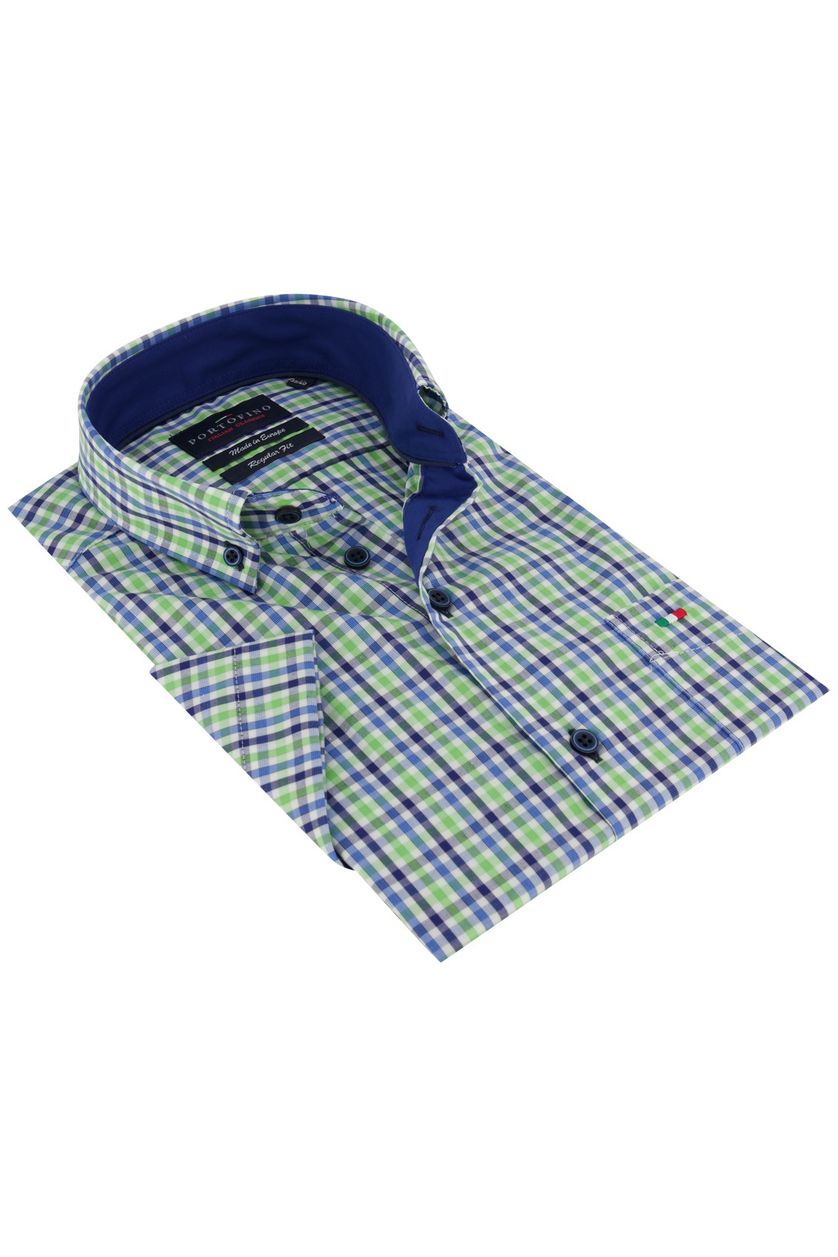 Portofino geruite overhemd met korte mouwen Regular Fit