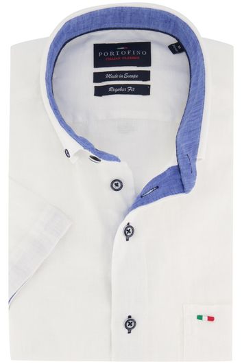 Portofino overhemd wit Regular Fit korte mouwen
