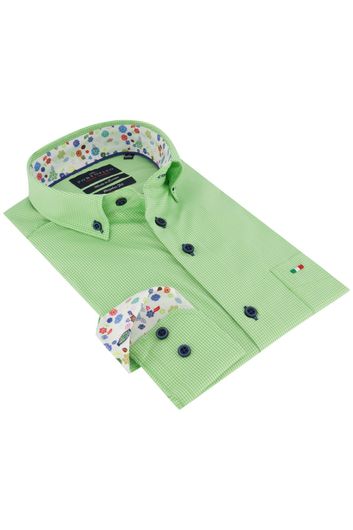 Portofino overhemd Regular Fit groen ruitje