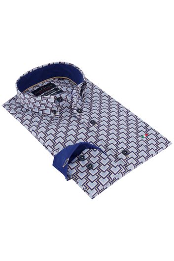 Portofino overhemd Regular Fit met blauwe print