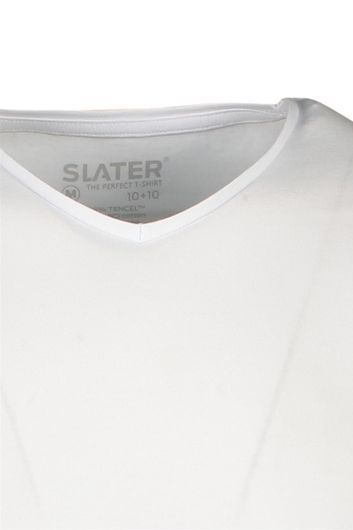 Slater t-shirt wit effen v-hals