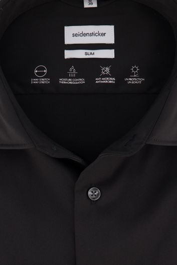 Zwart overhemd Seidensticker Slim