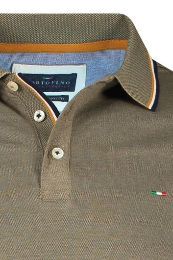 Poloshirt Portofino extra lang khaki gemeleerd