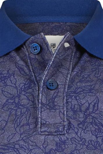 Poloshirt State of Art printje bloemen donkerblauw