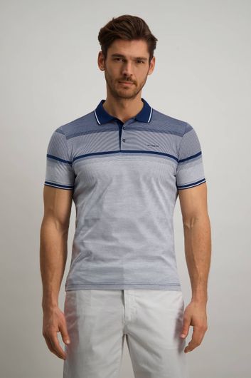 State of Art polo blauw donkerblauw wit gestreept Regular fit