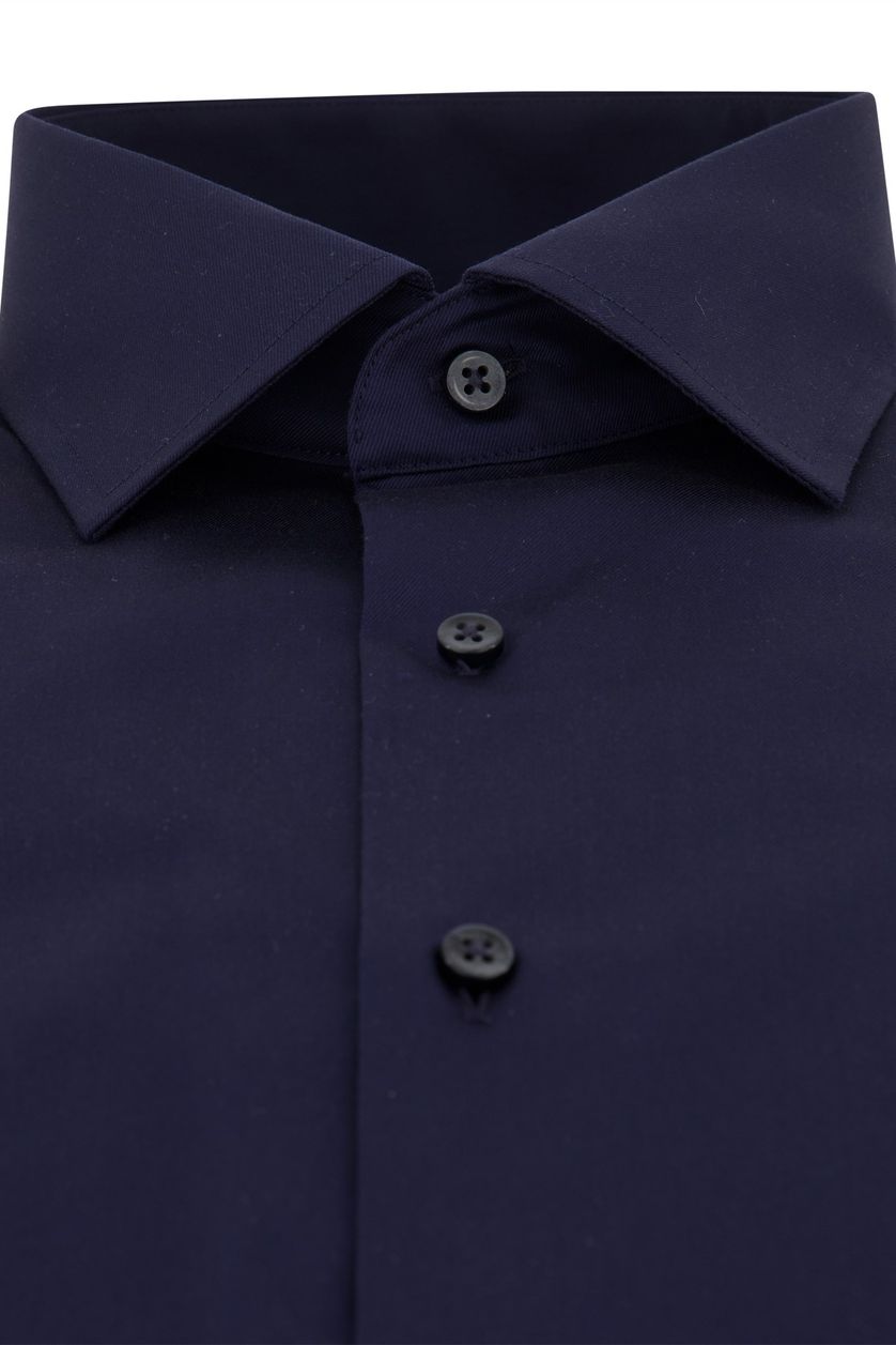 Eterna overhemd mouwlengte 7 Comfort Fit donkerblauw effen katoen wijde fit