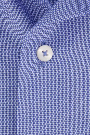 Eterna overhemd korte mouw met borstzak wijde fit blauw geprint katoen