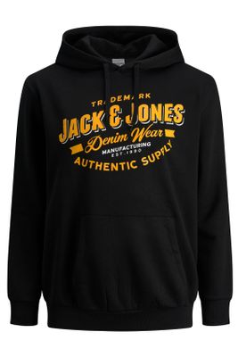 Jack & Jones Jack & Jones hoodie zwart met print katoen Plus Size