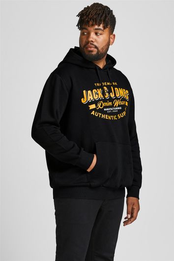sweater Jack & Jones zwart geprint katoen hoodie 
