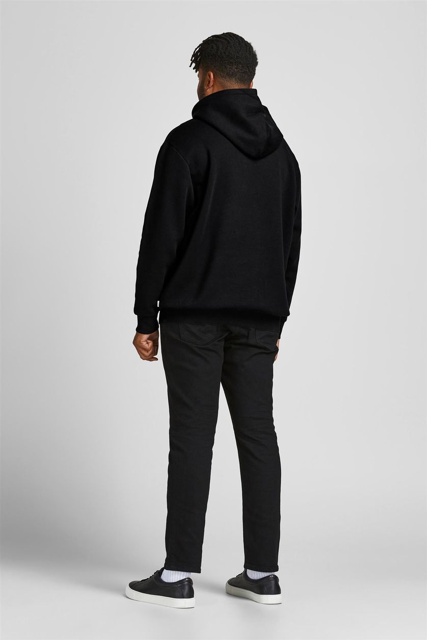Jack & Jones hoodie zwart met print katoen Plus Size