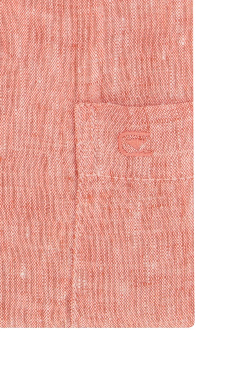 Casa Moda casual overhemd korte mouw  roze effen linnen wijde fit