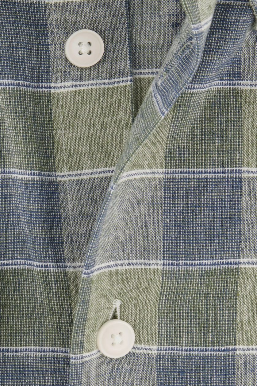 Ledub overhemd mouwlengte 7 Modern Fit New groen geruit katoen normale fit