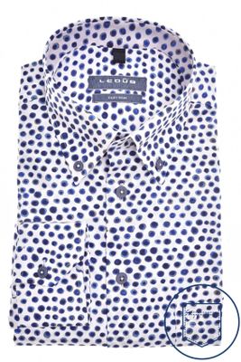 Ledub Ledub overhemd mouwlengte 7 blauw wit