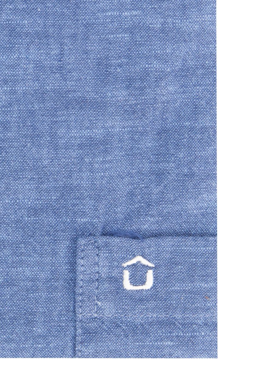 Blauw Ledub overhemd korte mouw blauw Modern Fit
