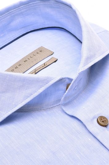 John Miller business overhemd John Miller Slim Fit slim fit lichtblauw effen linnen