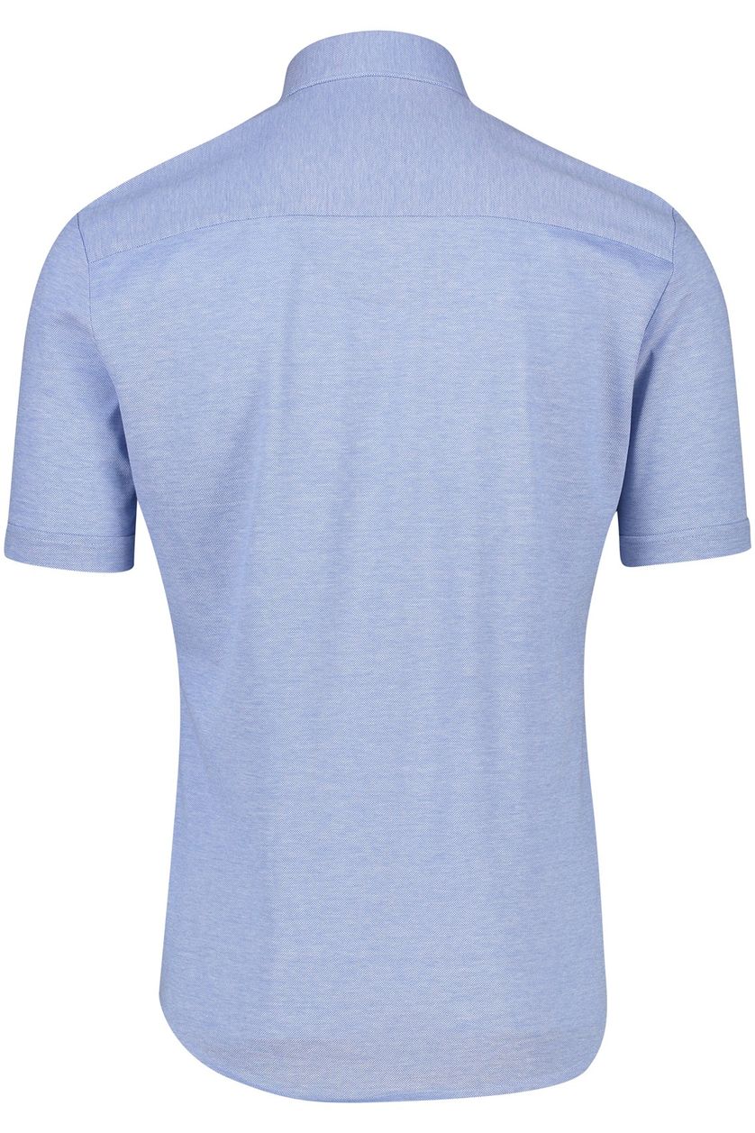 John Miller overhemd korte mouw  blauw effen katoen slim fit